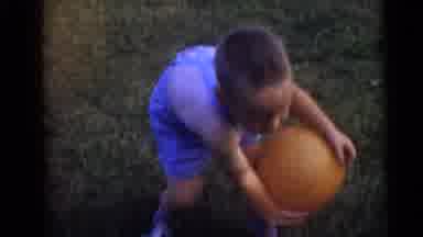 Camden New Jersey USA (1960): Little Boy Playing Ball In The Backyard