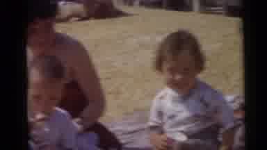 Camden New Jersey USA (1960): 2 Kids And A Babysitter Enjoying A Nice Summer Day