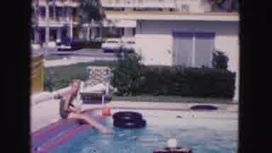Miami Florida USA (1960): Everyone Is Going Swimming And Playing On Rafts In The