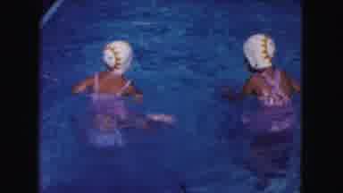 Miami Florida USA (1960): Two Kids Learn How To Swim In A Swimming Pool
