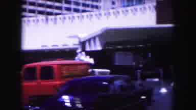 Miami Florida USA (1960): Drive By View Of Lots Of Cars Buildings And Signs