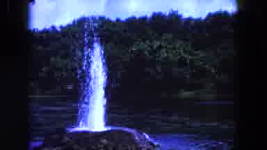 Miami Florida USA (1960): Water Geyser Erupting From Rock In Centre Of Lake Near