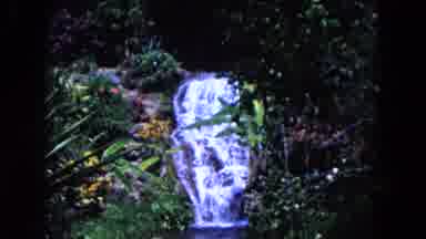 Miami Florida USA (1960): View Of Waterfall And People Walking Up Stone Steps On A