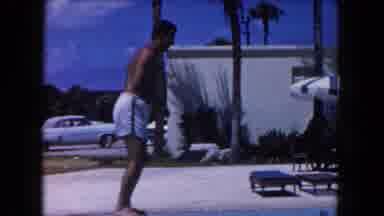 Miami Florida USA (1960): Man And Woman Pool Side Sunny Day