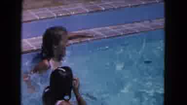 Miami Florida USA (1960): The Two Girls Were Swimming In The Pool An The Lady Is