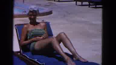 Miami Florida USA (1960): Woman In Swimsuit Sun Bathed In Beach Chair And Then