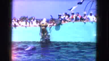 Miami Florida USA (1960): Looking Up To Someone's Face Ad Nose Man In Dive Suit On