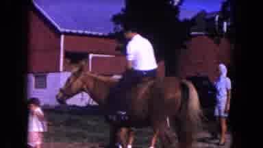 Miami Florida USA (1960): Everyone Is Watching A Man Riding A Horse