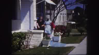 Tampa Florida USA (1960): Two Old Ladies Walk Down The Neighborhood Sidewalk
