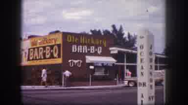 Tampa Florida USA (1960): A Shot Of A Bbq Restaurant Then A Shot Of A Bunch Of