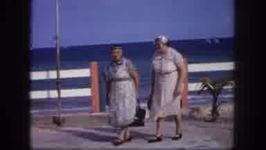 Tampa Florida USA (1960): Women Stroll Along A Beautiful Deck By The Sea On A
