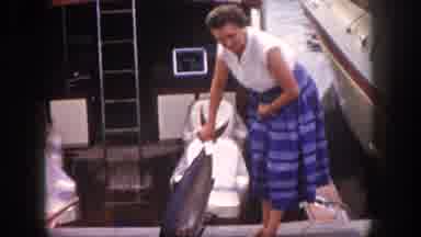 Tampa Florida USA (1960): A Lady Holding The Little Shark For Eating Food