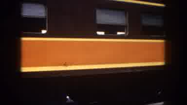 Tampa Florida USA (1960): Panning Train Porter Orange Yellow Black Dome Car