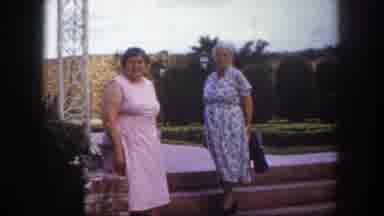 Tampa Florida USA (1960): Old Footage Of Two Women Outside In A Nice Garden