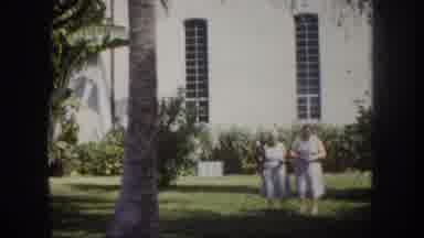 Tampa Florida USA (1960): Two Old Woman Was Walking Towards The Side Of The House