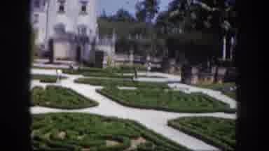 Tampa Florida USA (1960): View Of Garden Mazes And White Building On A Sunny Day