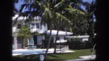 Tampa Florida USA (1960): Passing View Of A White House With Blue Pool On A Bright