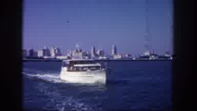 Tampa Florida USA (1960): Boat Moves Away From The City Towards A Locality Close