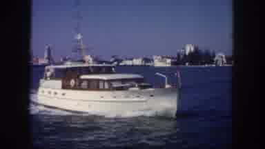 Tampa Florida USA (1960): Boat Sails Over The Sea On The Coast Big City With Many