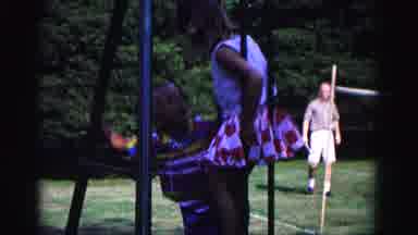 Hagerstown Maryland Usaa (1963): Children Swinging On A Swing While A Dad Is