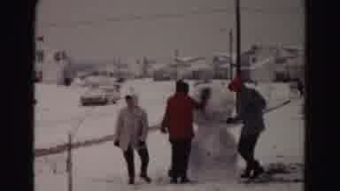 Hagerstown Maryland Usaa (1963): Kids Out Building A Large Snowman On A Winter Day