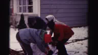 Hagerstown Maryland Usaa (1963): Children And Mom Making A Snowman In The Winter