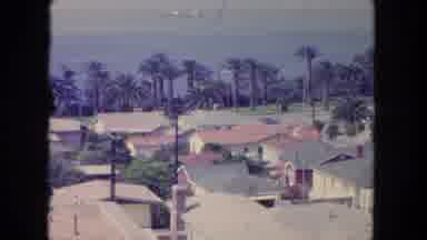 Tijuana Mexico (1962): View Of Houses Palm Trees And Ocean With A Ship In Distance