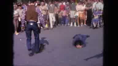 Tijuana Mexico (1962): Lawmen Trying To Load Hurt Person Unto A Wagon Of Some Sort