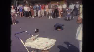 Tijuana Mexico (1962): Person Hurt Laying On The Pavement Surrounded By People Guy