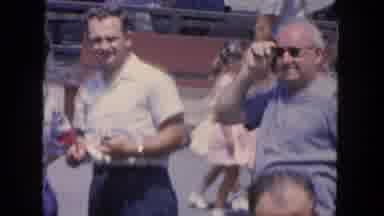 San Diego California (1962): Women White Dress And Earrings Two Men Acknowledging
