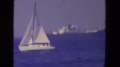 San Diego California (1962): A Massive Boat Anchored In The Ocean Near The