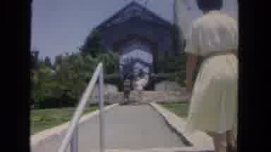 San Diego California (1962): Woman In White Dress Walking Up Stairs Away From