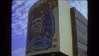 Mexico City (1962): Person Records Video Of A Building That Has A Tiki Style