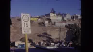 Los Angeles California USA-1962: Hillside Neighborhood With 15 Mph Speed Limit Sign