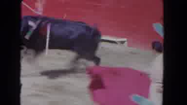 Los Angeles California USA (1962): Bull Matador Red Sand Arena Cape Attack Charge