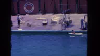 Los Angeles California USA (1962): Animal Act Of A Dog Riding In A Small Boat