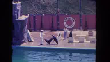 Los Angeles California USA (1962): Two Trainers Having Three Seals Do Tricks