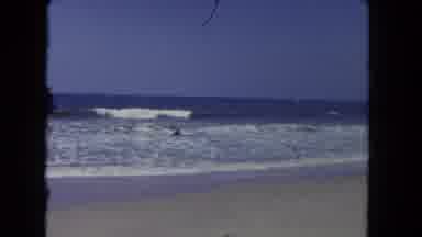 Los Angeles California USA (1962): The Girl Is Doing Swimming In The Dangerous Sea