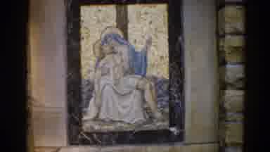 Illinois USA-1962: Stained Glass Window Showing Jesus And The Virgin Mary