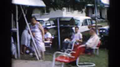 Illinois USA (1962): Backyard Family Gathering Using Lawn Furniture And Tents For