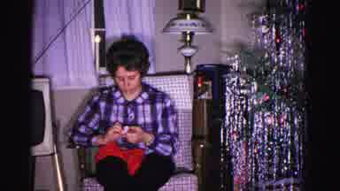 Hagerstown Maryland USA (1962): Lady Is Sitting And Knitting With Some Dark Red