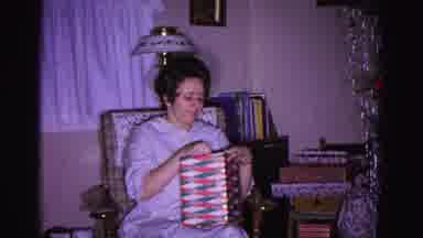Hagerstown Maryland USA (1962): Christmas Morning A Mother And Son Opening Gifts