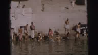 Calcutta India (1962): Locals Perform Their Daily Bathing And Prayer At The Kedar