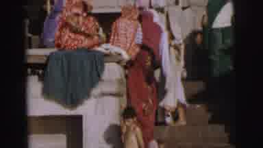 Calcutta India (1962): Eastern Culture With Men And Women And Children Washing