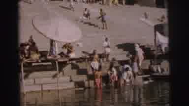 Calcutta India (1962): People On A Hot Summer Day Sitting Next To Or In The Water