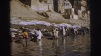 Calcutta India (1962): People Washing Clothes In The River