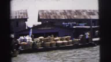 Calcutta India (1962): A Boat Floating Down A River Past A Farmer's Market