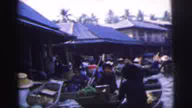 Calcutta India (1962): Rowing Boats In An Asian Outdoor River Market To Buy