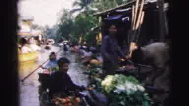 Calcutta India (1962): Villagers Canoe Ride Through River Market In Third World