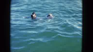 Acapulco Mexico (1962): The Two Children Are Playing Swimming And Enjoying In The